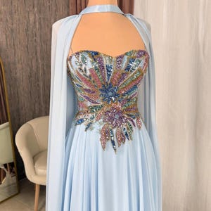 daisy light blue corset cutout long formal dress with slit Sky Blue Corset Cutout Long Formal Dress with Slit, Lavender / 6
