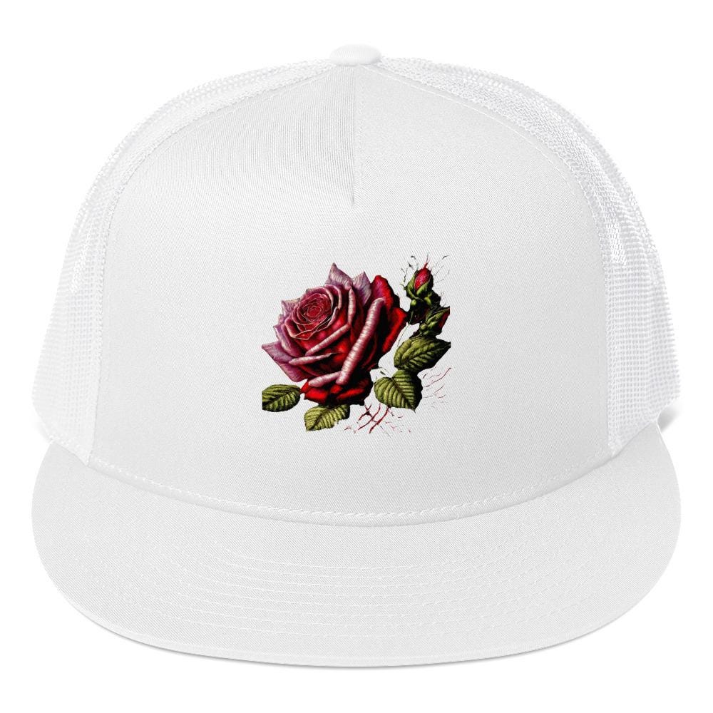 Rose Trucker Hat: 5 Panel Snapback Cap - Etsy display picture 1