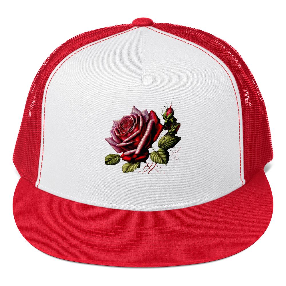 Rose Trucker Hat: 5 Panel Snapback Cap - Etsy display picture 1