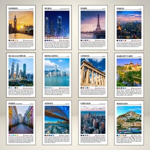 12 hochwertige Welt Reise Wandkunst, bunte Stadt Kunst, Vintage Poster Reise Dekor, digitaler Download, DRUCKBARE Galerie Wand Kunstwerk Set