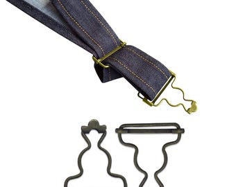 Fibbie per salopette in metallo da 25 mm / 1, clip, chiusure con cursore in metallo color BRONZO, adatte per cinturini da 1, grembiuli, tute e indumenti da lavoro - Italia