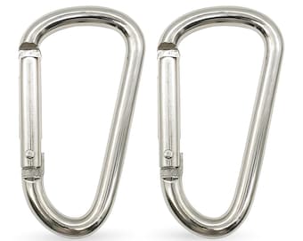 Karabijnhaak aluminium veerbelaste karabijnhaaksluitingen, D-vorm sleutelhangerclip voor buiten kamperen, reizen, fietsen, zilver, niet om te klimmen