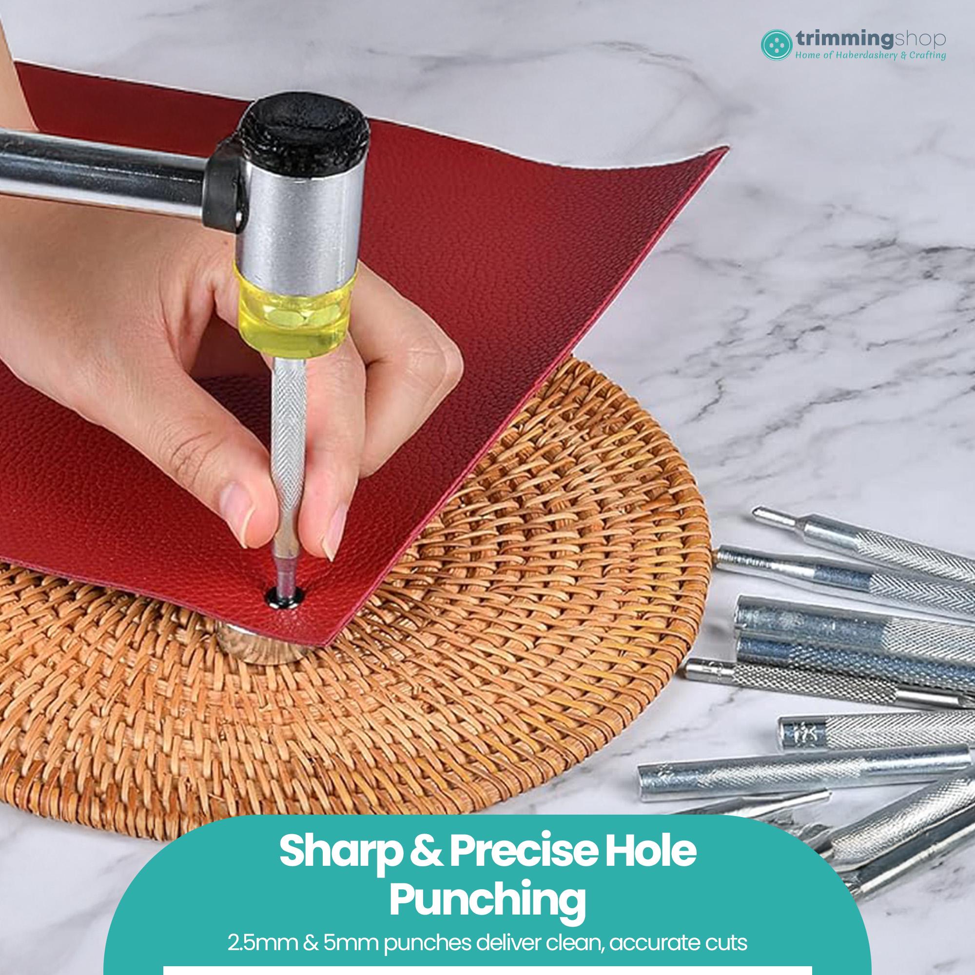 Buy 13pcs Leathercraft Die Punch Tool Kit, 2.5mm & 5mm Hole Punch Snap ...