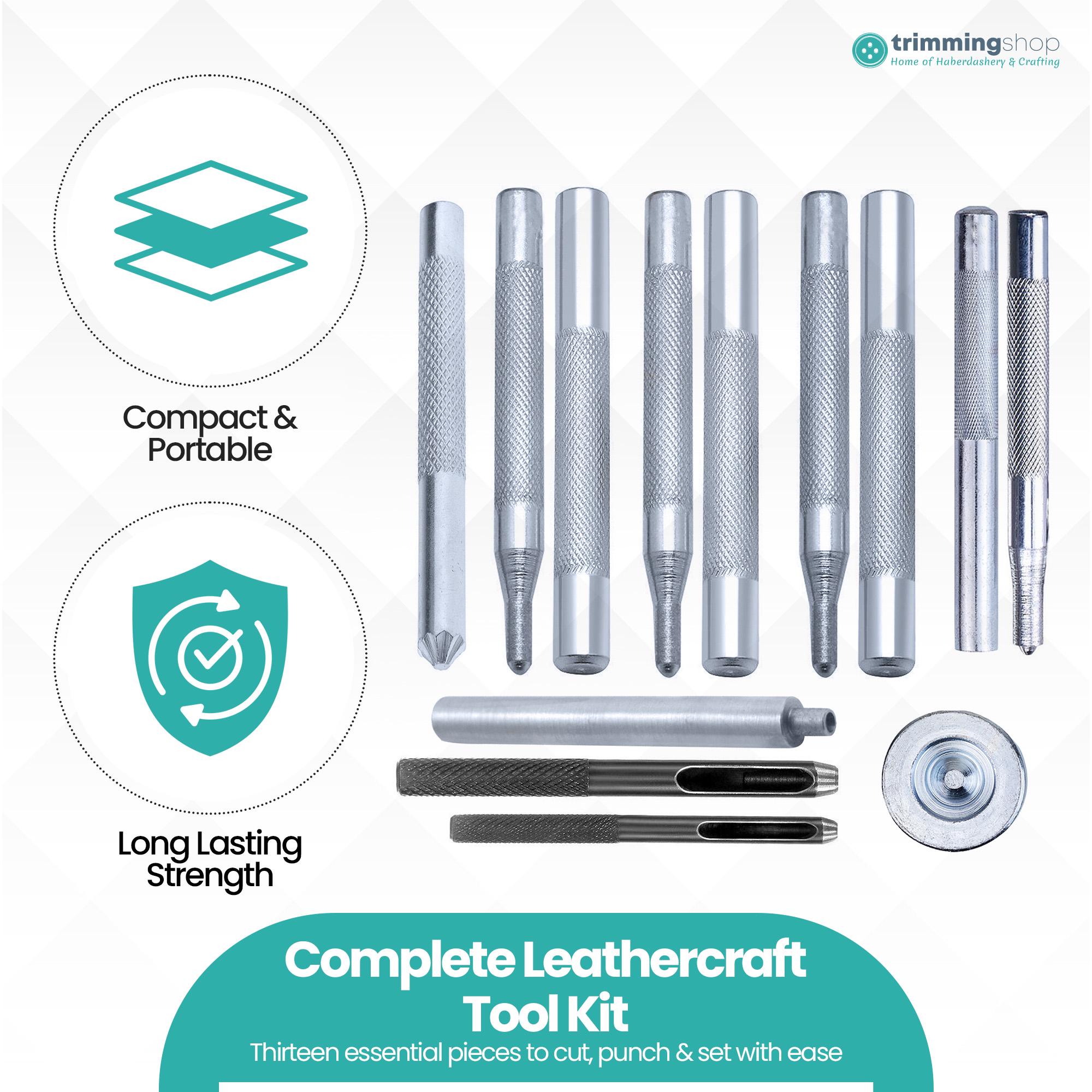 Buy 13pcs Leathercraft Die Punch Tool Kit, 2.5mm & 5mm Hole Punch Snap ...