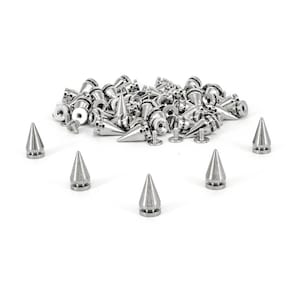 Silver Cone Studs with Screwback, Punk Goth Accessory (50pcs)
