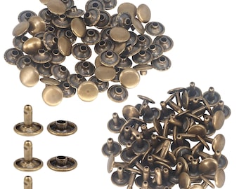 Doppelkappen-Messingnieten, Befestigungswerkzeug, Lederschmuck, 100 Stück
