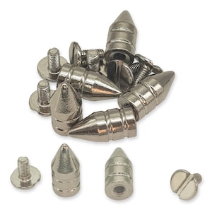 Clous coniques en laiton argenté à visser pour décoration de vêtements, création de tissus, travaux de maroquinerie et projets de bricolage - 7 mm x 15 mm