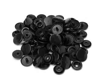 Genuine Kam Snap Buttons T3 Schwarz Kunststoff Verschlüsse (50 Sets)