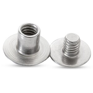 Silberne Chicago Schrauben aus Messing (10 mm x 15 mm), Buchbindenieten, Lederwaren