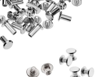 Chicago Screw Rivets Silver Flat Head, Anti Resistant, Durable Brass for Leathercrafts, Arts, Book Binding, Handicrafts and DIY Decoration