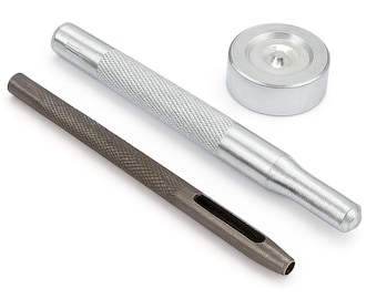 Press Stud Fixing Tool Kit, Hollow Hole Punch, Snap Fastener Setter for Leathercraft Bags