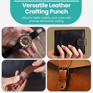 Verwisselbare ponstang, handgereedschap doorvoertules instellen, leren perforator met 6 tips, oogtang voor doe-het-zelf leerwerk afbeelding 5