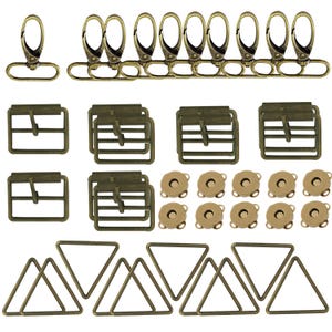 Set di accessori per borse in metallo da 25 mm: anelli triangolari, ganci girevoli, fibbie - 40 pezzi
