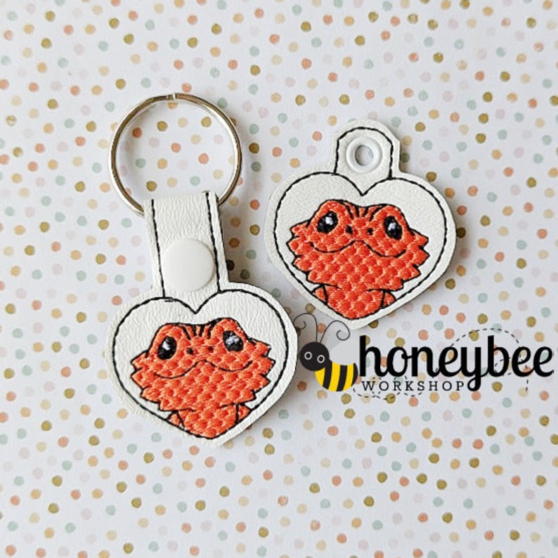 Bearded Dragon Key Fob / Keychain Heart image 2