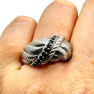 Judith Ripka 925 Sterling Silver Sapphire Domed Twist Band Ring Size 10