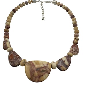 Jay King DTR Sterling Southwest Cream Mauve Jasper 18&quot;-20&quot; Necklace Designer 925