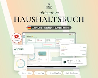All-in-one Budget-Tool Deutsch | Budget Tracker |  All-in-One Haushaltsbuch | CSV Import | Offline | kein Abo | WEB Applikation | HTML