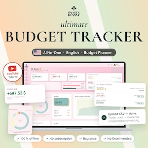 All-in-one Budget-Tool English | Budget Tracker |  CSV Import | Offline | No subscription | Web Application | HTML