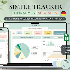 Income and expense tracker, Google Sheets, household budget, budget template, spreadsheet, financial plan SMART&BUZZY - (EUR) German
