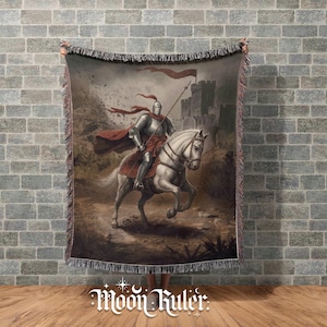 Gothic Tapestry - Medieval Knight Woven Throw Blanket - Medieval Knight Decor - Vintage Historical - Woven Art Gift for Fantasy Lovers