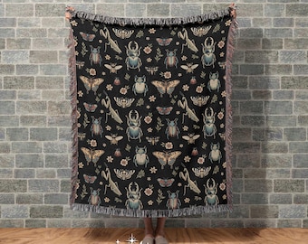 Manta tejida con estampado de insectos: Manta con estampado de insectos para amantes de la naturaleza