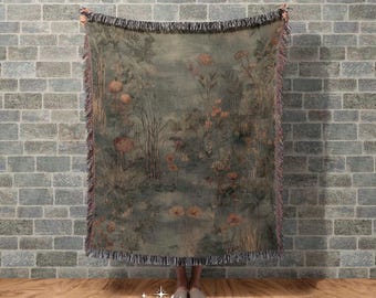 Floral Botanical Garden 100% Cotton Woven Blanket, Nature Lover Woven Blanket, Home Decor Woven Blanket, Relaxation Hobby Woven Blanket Gift