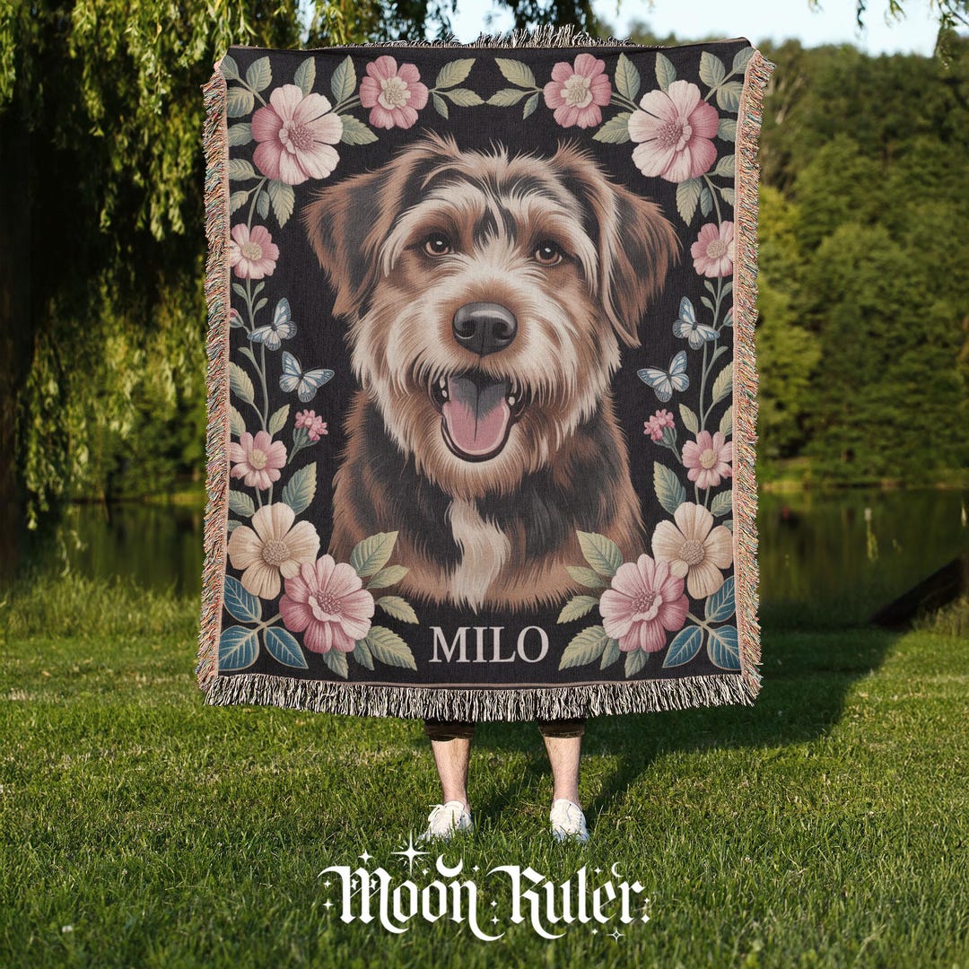 100% Cotton Custom Dog Woven Blanket, Personalized Pet Name Throw ...
