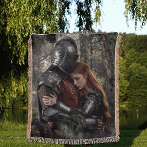 Gothic Tapestry - Tapestry Blanket - Medieval Knight ,Lady Design - Gothic Academia Aesthetic - Dark Cottagecore Decor -Fantasy Home Accents