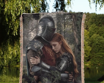 Tapiz gótico - Manta de tapiz - Diseño de caballero medieval, dama - Estética gótica académica - Decoración cottagecore oscura - Detalles de fantasía para el hogar