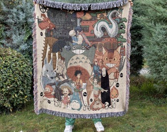 Manta tejida de anime / Tapiz tejido de anime retro