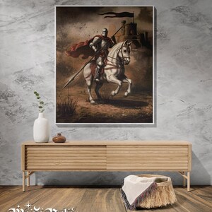 Gothic Tapestry - Medieval Knight Woven Throw Blanket - Dark Cottagecore -  Medieval Knight Light Decor -  Vintage Historical Decor