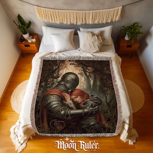 Gothic Tapestry - Tapestry Blanket - Medieval Knight ,Lady Design - Gothic Academia Aesthetic - Dark Cottagecore Decor -Fantasy Home Accents