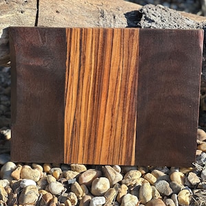 Handcrafted Roasted Ash & Zebrawood Cutting Board/Charcuterie Board – Bold Elegance