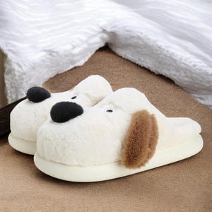 Cartoon Dog Slippers for Adults | Cozy Warm Non-Slip Indoor Slippers Perfect for Relaxing at Home | Fun Gift for Couples