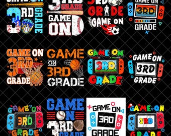 Gaming Back to School Bundle Png, Game On 3rd grade Png, Third Grade Png, 1st Day Of School For Gamers, Png For Gamers, Funny Gamer png
