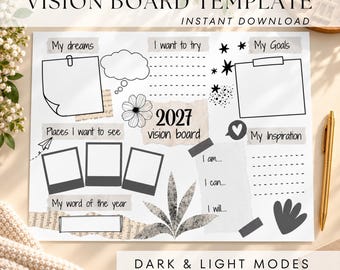 Vision Board Template for Students 2027 Printable Vision Board Kids Collage Template Teens Goal Setting Chart School New Year Resolutions