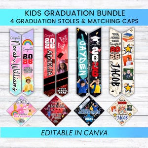 Kids Graduation Stole & Cap Template Kids Graduation Stole Children Graduation Stoles Kids Graduation Cap Toppers Pre-K Graduation Stole Cap