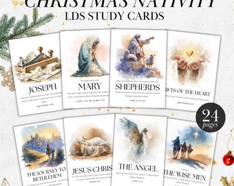 Christmas LDS Nativity Study Cards Jesus Advent Calendar Christmas LDS Missionary Gift Volunteer Gift Home Decor Christian Christ Based Gift