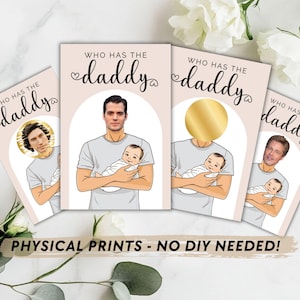 Bedrukt Who Has the Daddy Scratch Off Gedrukt babyshowerspel Partyspel met Celebrity Scratch Off Who has the baby Daddy Who has the Dad
