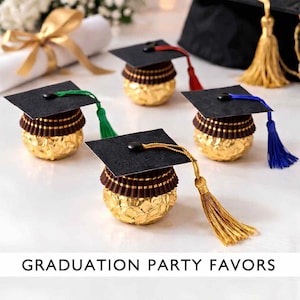 Graduation Chocolate Cap Toppers Gold Wrapped Candy Graduation Favors Mini Abschlusshut Candy Toppers, Grad Party Favors Unique Grad Candy