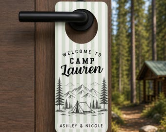 Personalized Bachelorette Door Hanger Bach Party Door Knob Camp Bach Door Hanger Weekend Girl Trip Glamping Bach Wedding Reserved Room Sign
