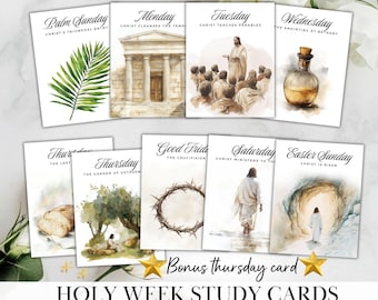 Holy Week Cards LDS Holy Week Easter Study Easter Week Printouts  Easter Story Kids Printable Holy Week Countdown Easter Scripture Cards