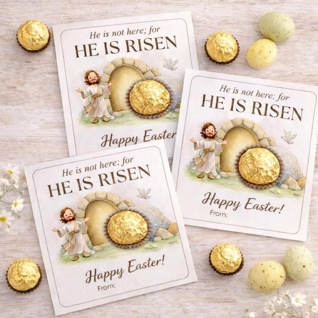 Easter Bible Verse Gift Tag Printable He is Risen Christian Tag Easter ...