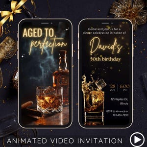 Leeftijd tot in de perfectie uitnodiging 40e mannen verjaardagsuitnodiging whisky uitnodiging whisky en sigaar uitnodiging retro stijlvolle uitnodiging 50e verjaardag vrouwen