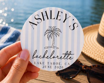 Custom Bachelorette Stickers Personalized Bach Stickers Beach Bachelorette Favors Bachelorette Party Favors Coastal Hen Party Tags Girl Trip