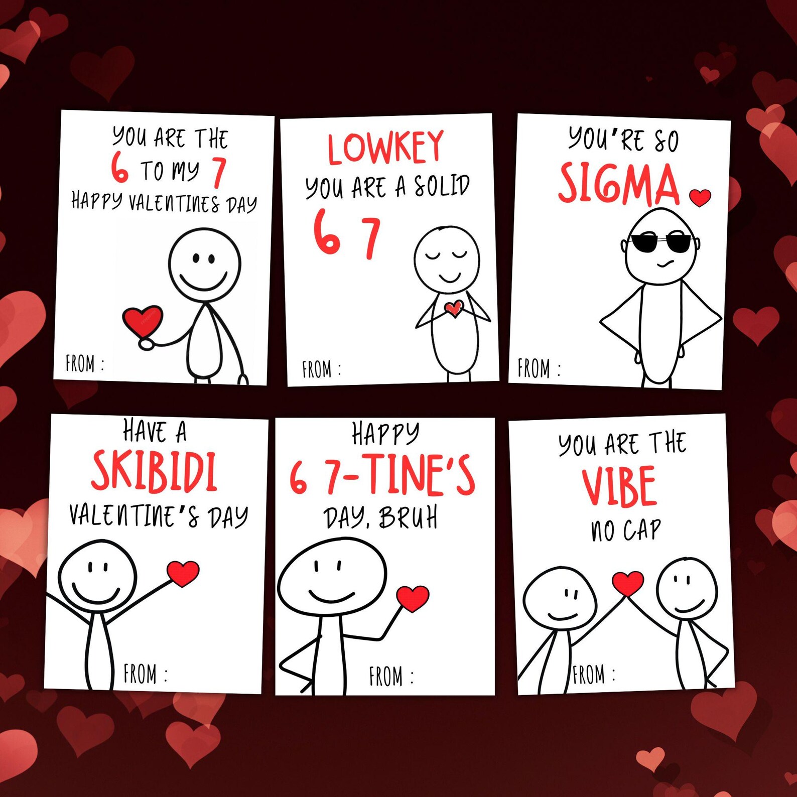 Editable Slang Kids Valentine’s Day Cards Funny Classroom Valentines ...