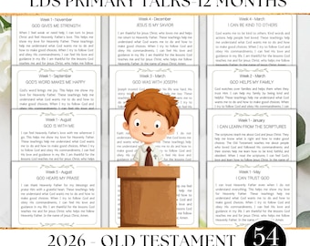 LDS Primary Talks for Children 2026 Old Testament LDS Primary Children Talks 54 Primary Talks Printable Primary Talk Set LDS Talks for Kids