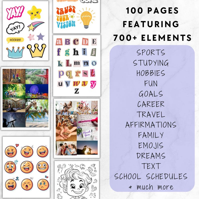Kids Vision Board Printable Teens Vision Board Boys Girls Vision Board 2026 Vision Board Printable PDF 2026 Dreams & Goals Kids Affirmations image 3