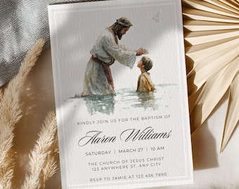 LDS Baptism Invitation Kids LDS Baptism Invitation Watercolor Baptism Invitation Baptism Church Invite Jesus Christ Baptism Minimal Invite