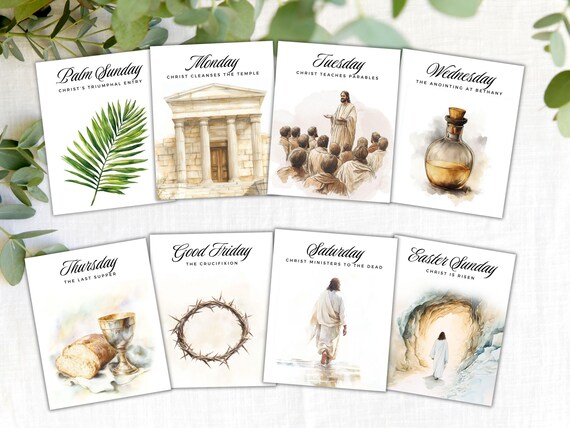 Holy Week Easter Study Cards LDS Easter Study Easter Week Printouts  Easter Story Kids Printable Holy Week Countdown Easter Scripture Cards